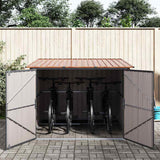 Capanno per Biciclette 3 pcs Marrone 216 x 207 x 158 cm Metallo