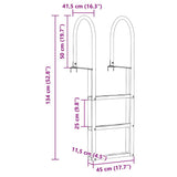 Scala da molo a 3 gradini Argento 45 x 11,5 x 134 cm Alluminio