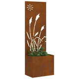 Vaso da Giardino con Pannello Decorativo Ruggine 50 x 140 cm