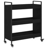 Carrello da Cucina Rovere Nero 70 x 30 x 82 cm