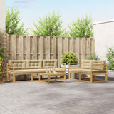 Set di divani da esterno con cuscino 6 pcs Bianco e Beige