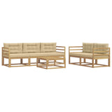 Set di divani da esterno con cuscino 6 pcs Bianco e Beige