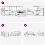 Set di divani da esterno con cuscino 6 pcs Bianco e Beige
