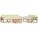 Set di divani da esterno con cuscino 6 pcs Bianco e Crema