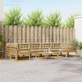 Set di divani da esterno con cuscino 6 pcs Bianco e Beige