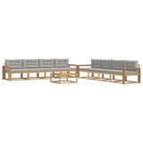 Set di divani da esterno 9 pcs Bianco e Grigio Chiaro