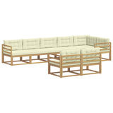 Set di divani da esterno 6 pz Bianco e Crema Poliestere