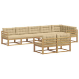 Set di divani da esterno 6 pz Bianco e Beige Poliestere