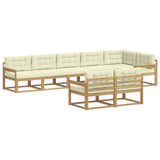 Set di divani da esterno 6 pz Bianco e Crema Poliestere