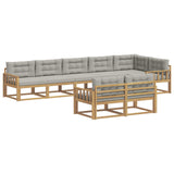Set di divani da esterno 6 pz Bianco e Grigio Chiaro Poliestere