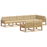 Set di divani da esterno 6 pz Bianco e Beige Poliestere
