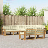 Set di divani da esterno 6 pz Bianco e Crema Poliestere