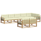 Set di divani da esterno 6 pz Bianco e Crema Poliestere