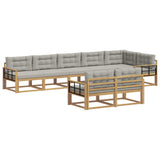 Set di divani da esterno 6 pz Bianco e Grigio Chiaro Poliestere