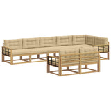 Set di divani da esterno 6 pz Bianco e Beige Poliestere