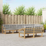Set di divani da esterno 6 pz Bianco e Grigio Chiaro Poliestere