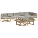 Set di divani da esterno 6 pz Bianco e Grigio Chiaro Poliestere
