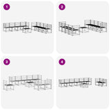Set di divani da esterno 9 pcs Bianco 59 x 59 x 37 cm