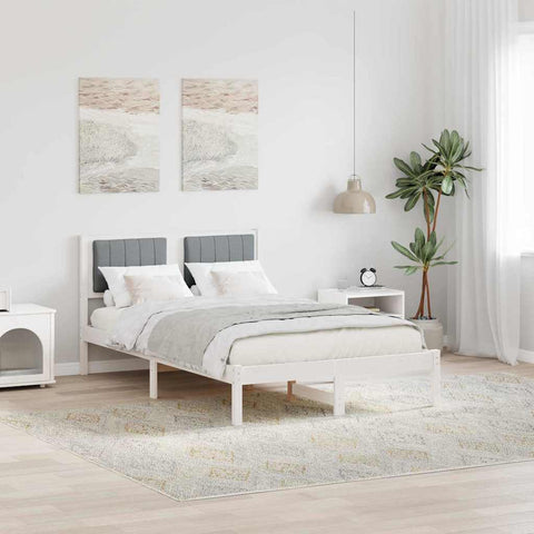 Letto con Testiera Rivestita Grigio chiaro 120 x 200 cm