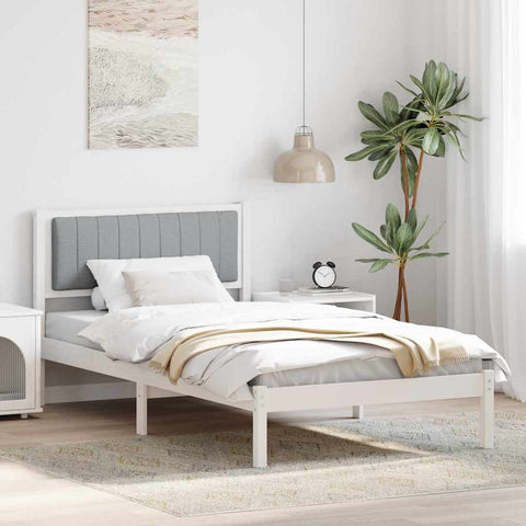 Letto con Testiera Rivestita Grigio chiaro 100 x 200 cm