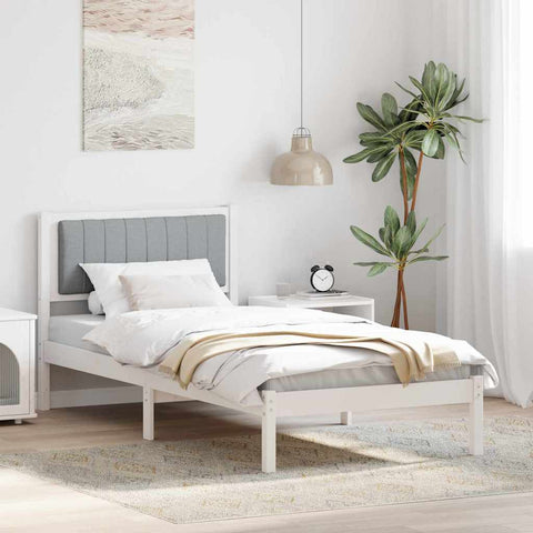 Letto con Testiera Rivestita Grigio chiaro 90 x 200 cm