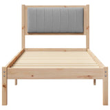 Letto con Testiera Rivestita Grigio chiaro 75 x 190 cm