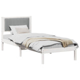 Letto con Testiera Rivestita Grigio chiaro 75 x 190 cm