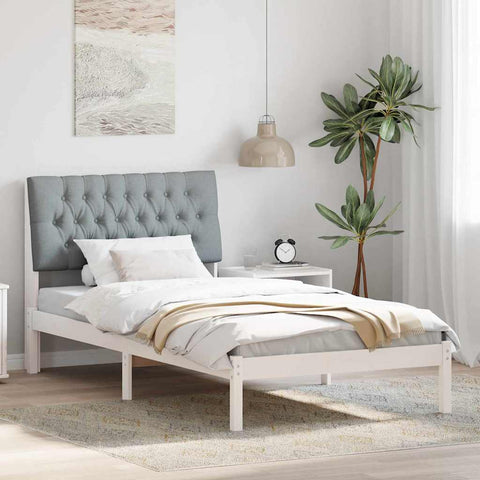 Letto con Testiera Rivestita con testiera Bianco 100 x 200 cm