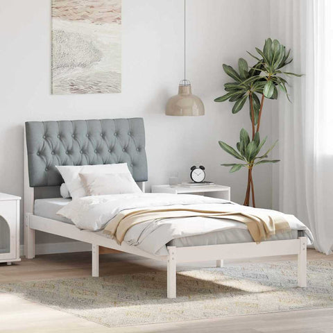 Letto con Testiera Rivestita con testiera Bianco 90 x 200 cm