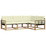 Set di divani da esterno con cuscino 4 pcs Bianco e Crema