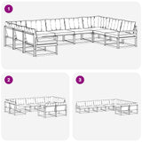 Set di divani da esterno con cuscino 9 pcs Bianco e Nero