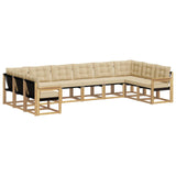 Set di divani da esterno con cuscino 10 pcs Bianco e Beige