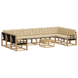 Set di divani da esterno con cuscino 11 pcs Bianco e Beige