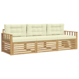 Set di divani da esterno 3 pcs Bianco e Crema Poliestere