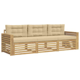 Set di divani da esterno 3 pcs Bianco e Beige