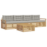 Set di divani da esterno 5 pcs Bianco e Grigio Chiaro