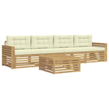 Set di divani da esterno 5 pcs Bianco e Crema