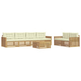 Set di divani da esterno 7 pcs Bianco e Crema