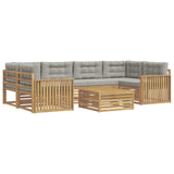 Set di divani da esterno 7 pcs Bianco e Grigio Chiaro