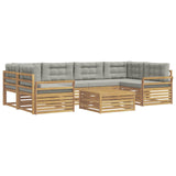 Set di divani da esterno 7 pcs Bianco e Grigio Chiaro