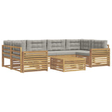 Set di divani da esterno 7 pcs Bianco e Grigio Chiaro