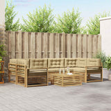 Set di divani da esterno 7 pcs Bianco e Beige Poliestere