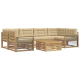 Set di divani da esterno 7 pcs Bianco e Beige Poliestere