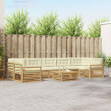 Set di divani da esterno 8 pcs Bianco e Crema