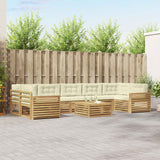 Set di divani da esterno 8 pcs Bianco e Crema