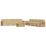 Set di divani da esterno 9 pcs Bianco e Beige