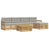 Set di divani da esterno 7 pcs Bianco e Grigio Chiaro