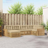 Set di divani da esterno 6 pcs Bianco e Beige