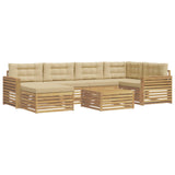 Set di divani da esterno con cuscino 7 pcs Bianco e Beige