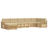 Set di divani da esterno con cuscino 7 pcs Bianco e Beige
